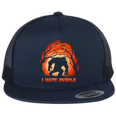 Halloween Bigfoot Funny Trick Or Treat Sasquatch Costume Flat Bill Trucker Hat