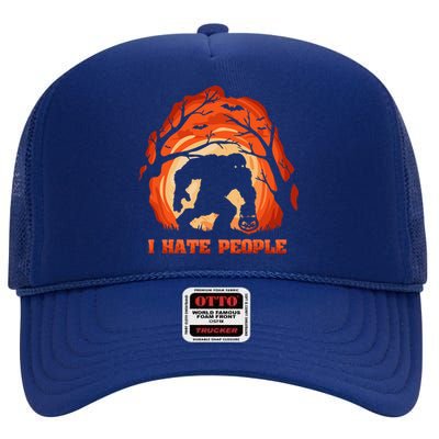 Halloween Bigfoot Funny Trick Or Treat Sasquatch Costume High Crown Mesh Back Trucker Hat