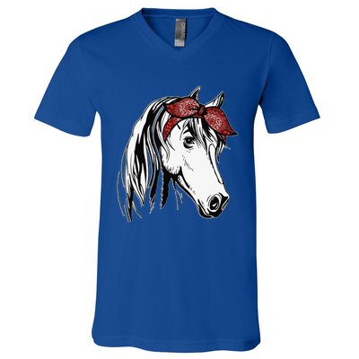 Horse Bandana For Equestrian Horseback Riding V-Neck T-Shirt