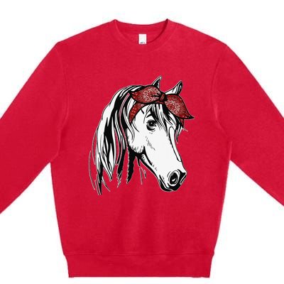 Horse Bandana For Equestrian Horseback Riding Premium Crewneck Sweatshirt