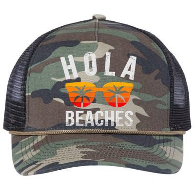 Hola Beaches Funny Beach Vacation Summer Retro Rope Trucker Hat Cap