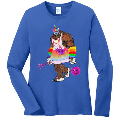 Halloween Bigfoot Funny Unicorn Costume TrickorTreat Gift Ladies Long Sleeve Shirt