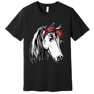 Horse Bandana For Equestrian Horseback Riding Horse Lover Premium T-Shirt