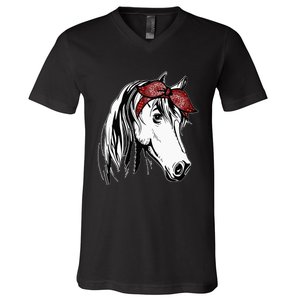 Horse Bandana for Equestrian Horseback Riding Horse Lover V-Neck T-Shirt