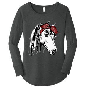 Horse Bandana for Equestrian Horseback Riding Horse Lover Women's Perfect Tri Tunic Long Sleeve Shirt