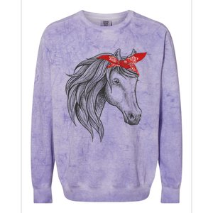 Horse Bandana For Horseback Riding Horse Lover Gift Colorblast Crewneck Sweatshirt