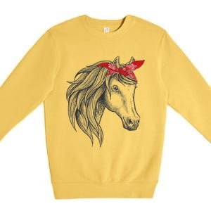 Horse Bandana For Horseback Riding Horse Lover Gift Premium Crewneck Sweatshirt