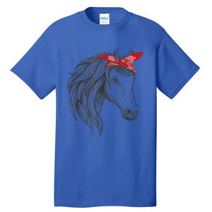 Horse Bandana For Horseback Riding Horse Lover Gift Tall T-Shirt