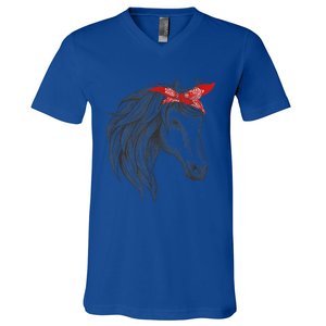 Horse Bandana For Horseback Riding Horse Lover Gift V-Neck T-Shirt