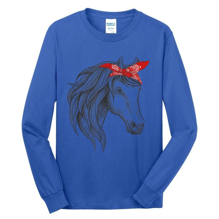 Horse Bandana For Horseback Riding Horse Lover Gift Tall Long Sleeve T-Shirt