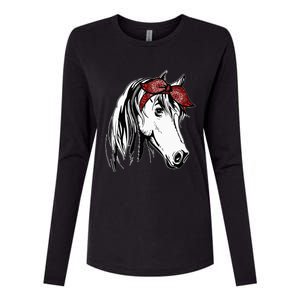 Horse Bandana For Equestrian Horseback Riding Horse Lover Womens Cotton Relaxed Long Sleeve T-Shirt