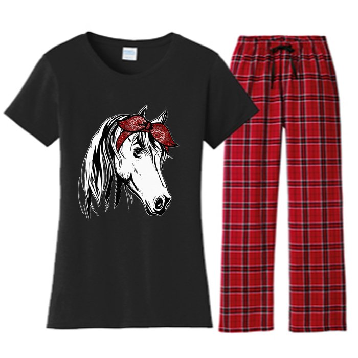 Horse Bandana For Equestrian Horseback Riding Horse Lover Women's Flannel Pajama Set