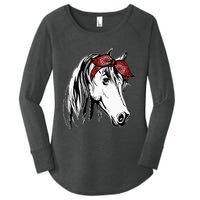 Horse Bandana For Equestrian Horseback Riding Horse Lover Women's Perfect Tri Tunic Long Sleeve Shirt