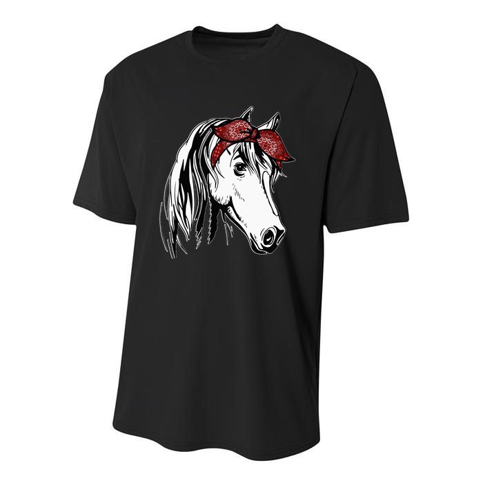 Horse Bandana For Equestrian Horseback Riding Horse Lover Youth Performance Sprint T-Shirt