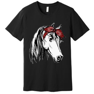 Horse Bandana For Equestrian Horseback Riding Horse Lover Premium T-Shirt