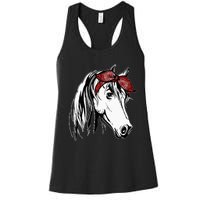 Horse Bandana For Equestrian Horseback Riding Horse Lover Women's Racerback Tank