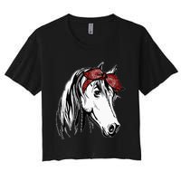 Horse Bandana For Equestrian Horseback Riding Horse Lover Women's Crop Top Tee