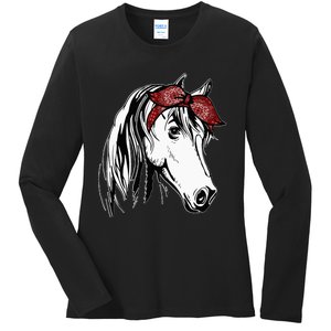 Horse Bandana For Equestrian Horseback Riding Horse Lover Ladies Long Sleeve Shirt