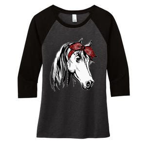 Horse Bandana For Equestrian Horseback Riding Horse Lover Women's Tri-Blend 3/4-Sleeve Raglan Shirt