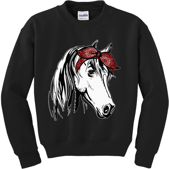 Horse Bandana For Equestrian Horseback Riding Horse Lover Kids Sweatshirt