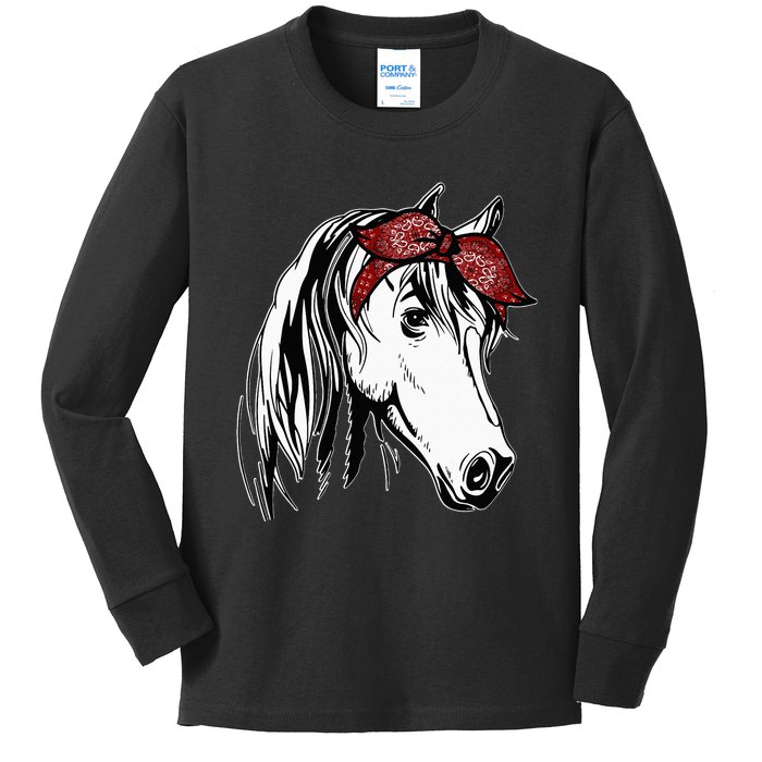 Horse Bandana For Equestrian Horseback Riding Horse Lover Kids Long Sleeve Shirt