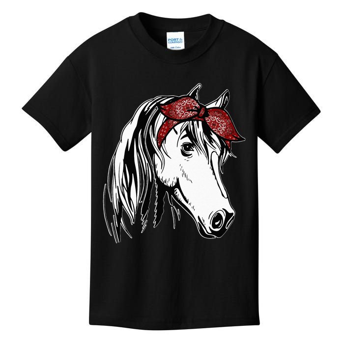 Horse Bandana For Equestrian Horseback Riding Horse Lover Kids T-Shirt