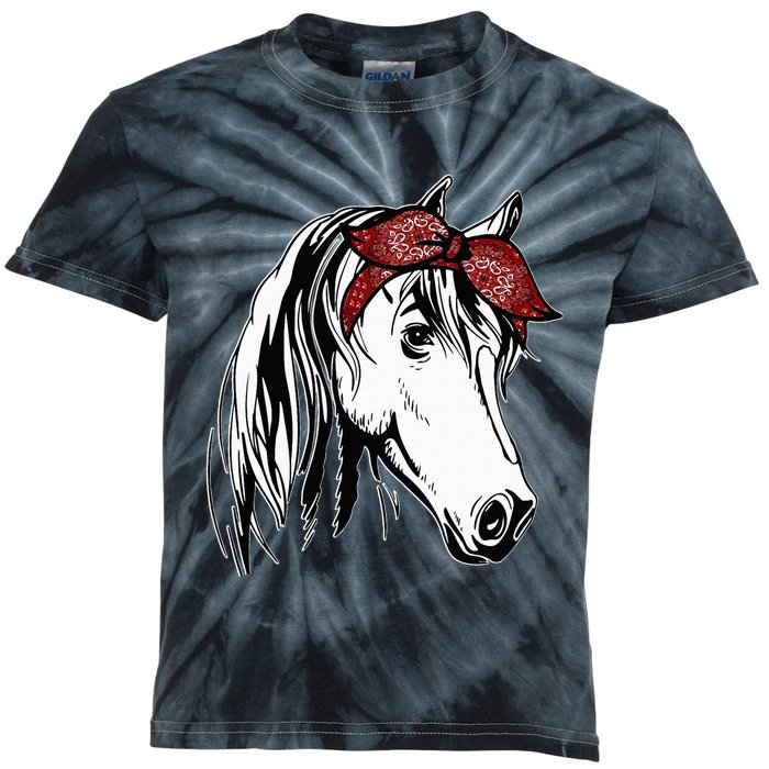 Horse Bandana For Equestrian Horseback Riding Horse Lover Kids Tie-Dye T-Shirt