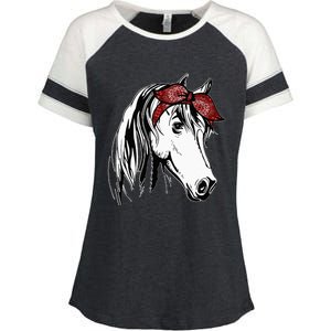 Horse Bandana For Equestrian Horseback Riding Horse Lover Enza Ladies Jersey Colorblock Tee