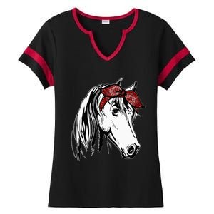 Horse Bandana For Equestrian Horseback Riding Horse Lover Ladies Halftime Notch Neck Tee