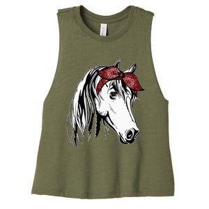 Horse Bandana For Equestrian Horseback Riding Horse Lover Women's Racerback Cropped Tank