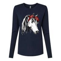 Horse Bandana For Equestrian Horseback Riding Horse Lover Womens Cotton Relaxed Long Sleeve T-Shirt