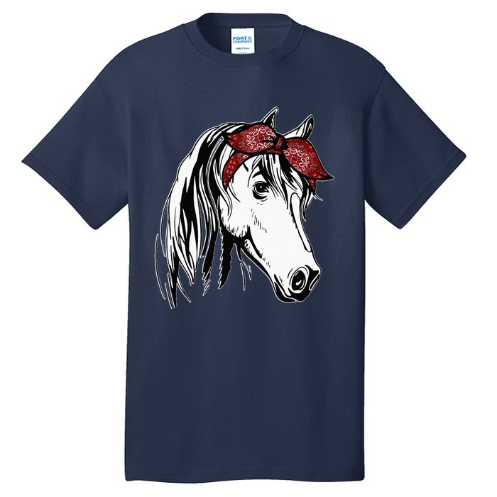 Horse Bandana For Equestrian Horseback Riding Horse Lover Tall T-Shirt