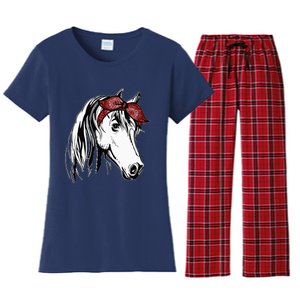 Horse Bandana For Equestrian Horseback Riding Horse Lover Women's Flannel Pajama Set