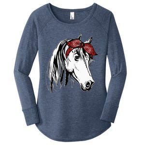 Horse Bandana For Equestrian Horseback Riding Horse Lover Women's Perfect Tri Tunic Long Sleeve Shirt