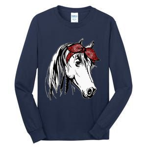 Horse Bandana For Equestrian Horseback Riding Horse Lover Tall Long Sleeve T-Shirt