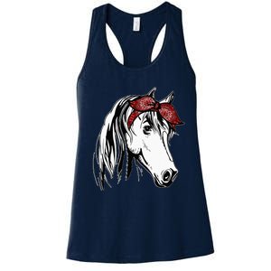 Horse Bandana For Equestrian Horseback Riding Horse Lover Women's Racerback Tank