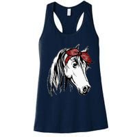 Horse Bandana For Equestrian Horseback Riding Horse Lover Women's Racerback Tank