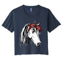 Horse Bandana For Equestrian Horseback Riding Horse Lover Women's Crop Top Tee