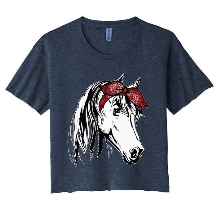 Horse Bandana For Equestrian Horseback Riding Horse Lover Women's Crop Top Tee