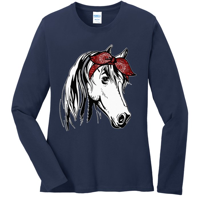 Horse Bandana For Equestrian Horseback Riding Horse Lover Ladies Long Sleeve Shirt