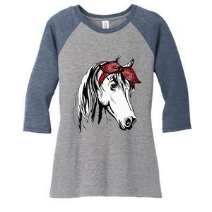 Horse Bandana For Equestrian Horseback Riding Horse Lover Women's Tri-Blend 3/4-Sleeve Raglan Shirt