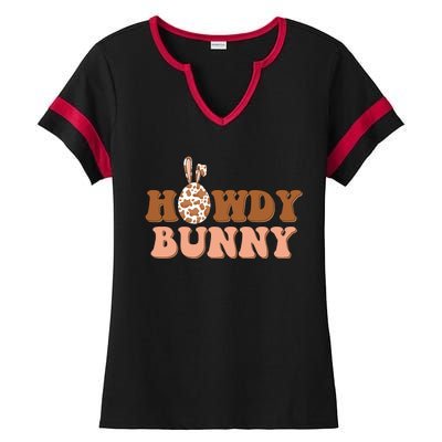 Howdy Bunny Funny Cute Cowboy Cowgirl Easter Ladies Halftime Notch Neck Tee