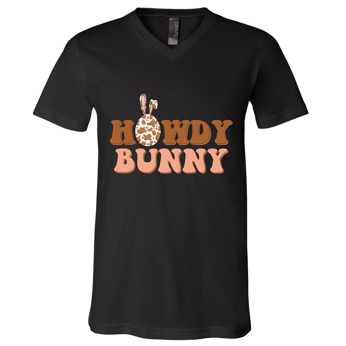 Howdy Bunny Funny Cute Cowboy Cowgirl Easter V-Neck T-Shirt
