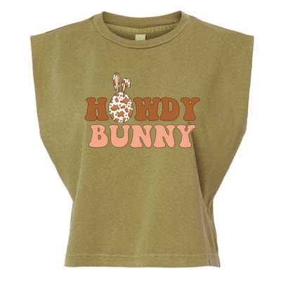 Howdy Bunny Funny Cute Cowboy Cowgirl Easter Garment-Dyed Women's Muscle Tee