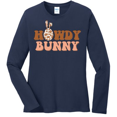 Howdy Bunny Funny Cute Cowboy Cowgirl Easter Ladies Long Sleeve Shirt