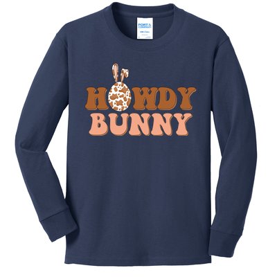 Howdy Bunny Funny Cute Cowboy Cowgirl Easter Kids Long Sleeve Shirt