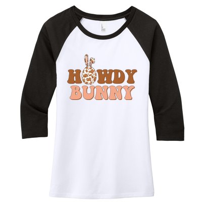 Howdy Bunny Funny Cute Cowboy Cowgirl Easter Women's Tri-Blend 3/4-Sleeve Raglan Shirt