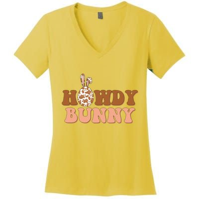 Howdy Bunny Funny Cute Cowboy Cowgirl Easter Women's V-Neck T-Shirt