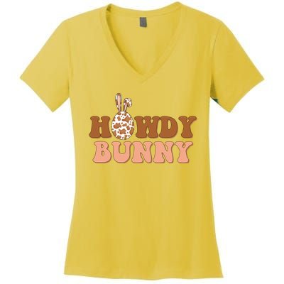 Howdy Bunny Funny Cute Cowboy Cowgirl Easter Women's V-Neck T-Shirt