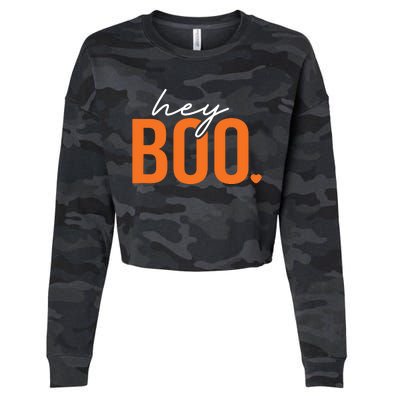 Hey Boo Funny Halloween Pun Ghost Spooky Toddler Cropped Pullover Crew